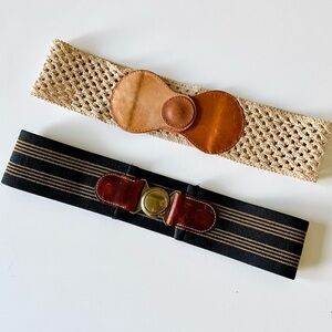 Set of two Anthropologie Woven and Striped Stretch Belts